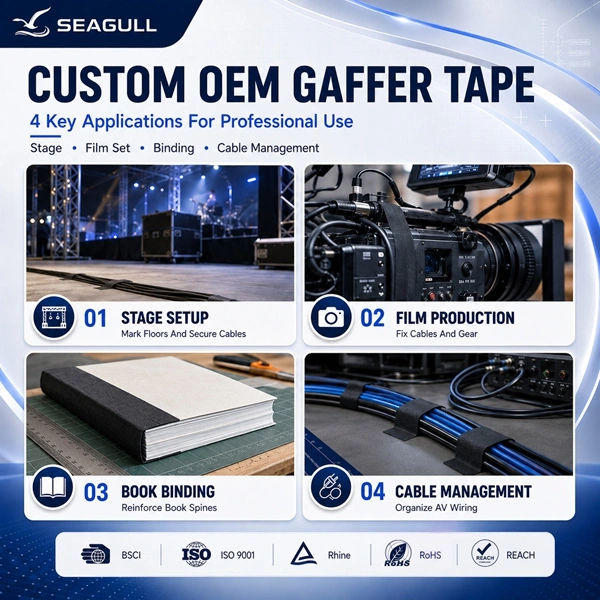 Black Matt Cloth Gaffer Tape Applications